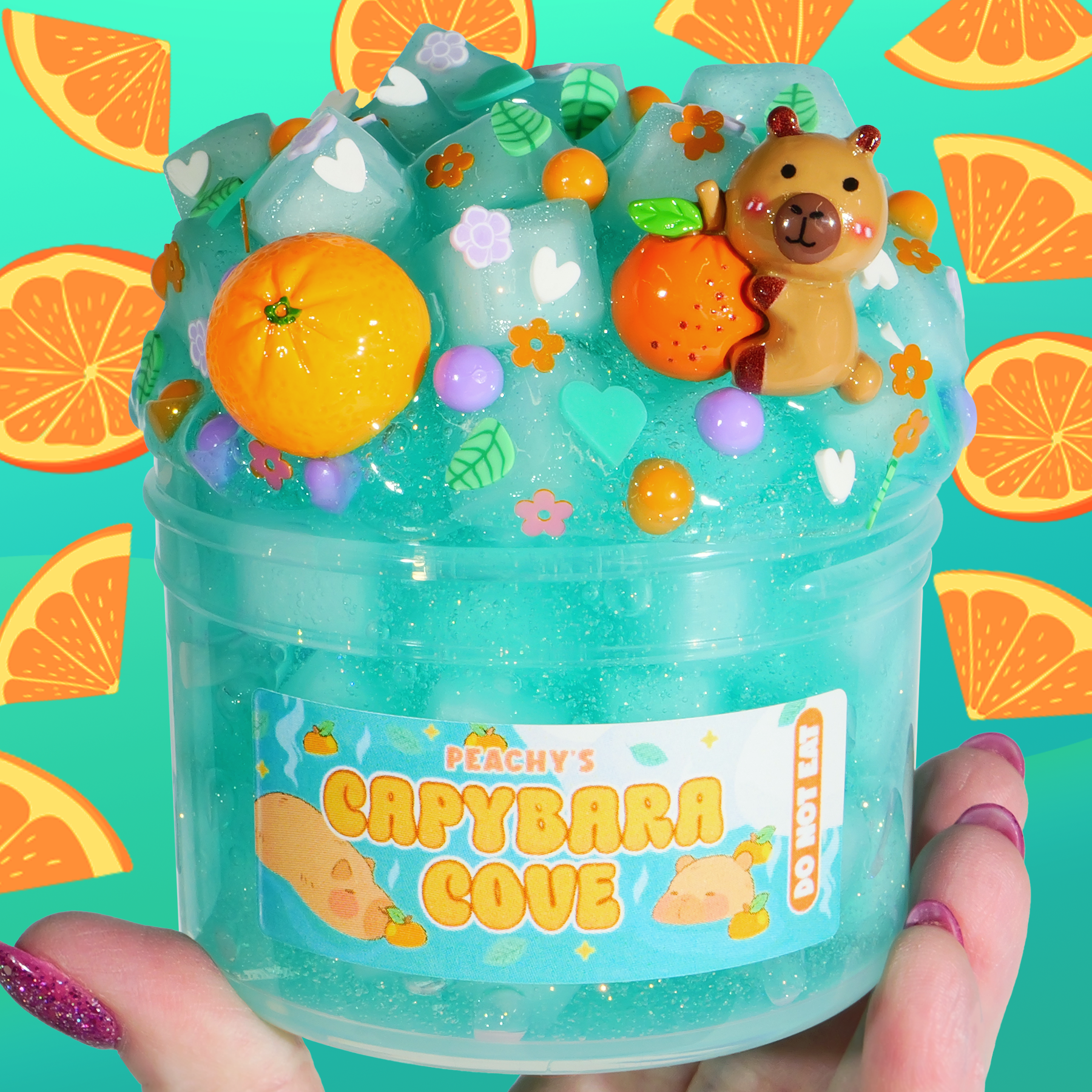 Capybara Cove Orange Scented Slime with Jelly Cubes & Charms