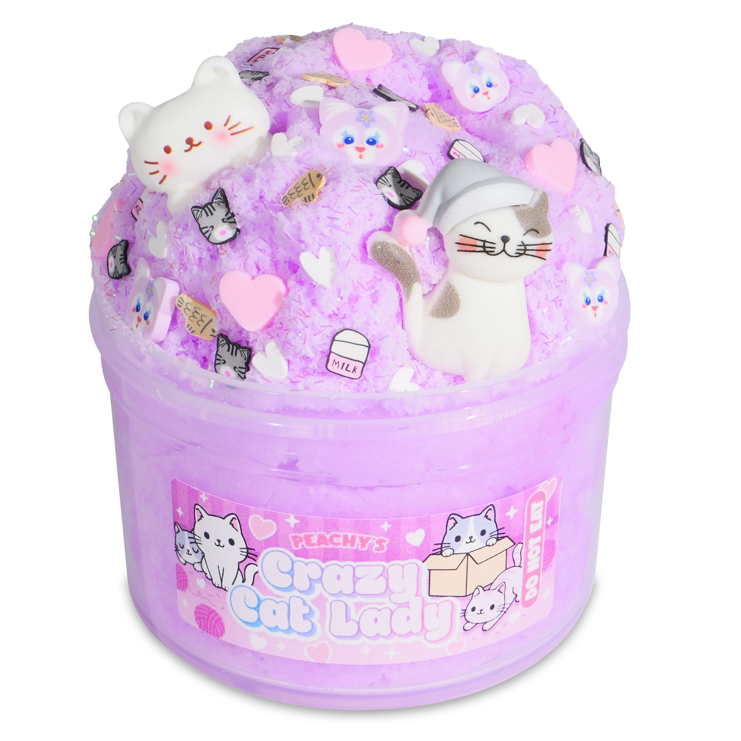 Raspberry Sugar Cloud Slime with Cat Charms – Peachybbies
