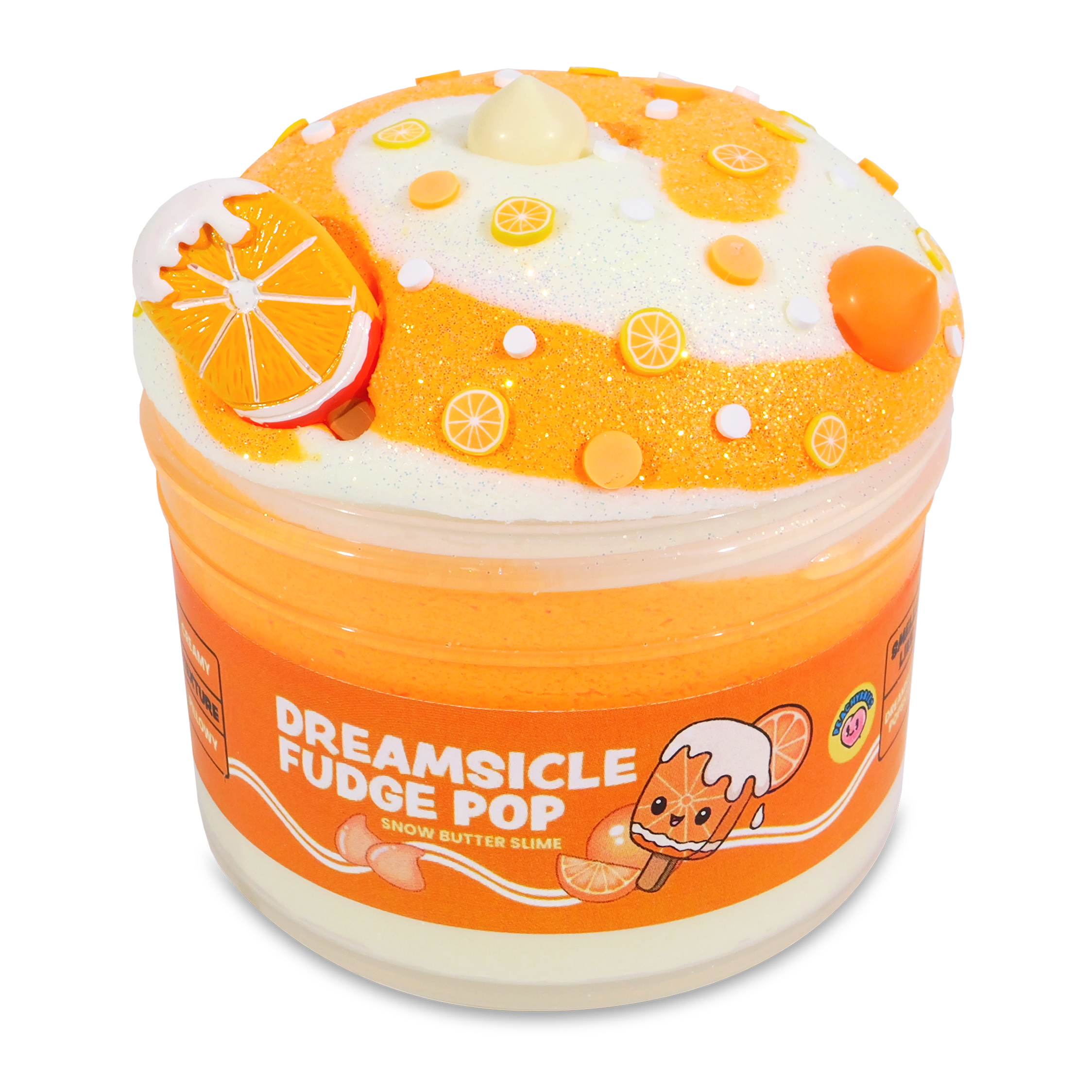 Dreamsicle Fudge Pop Slime with Orange Scent & Charms