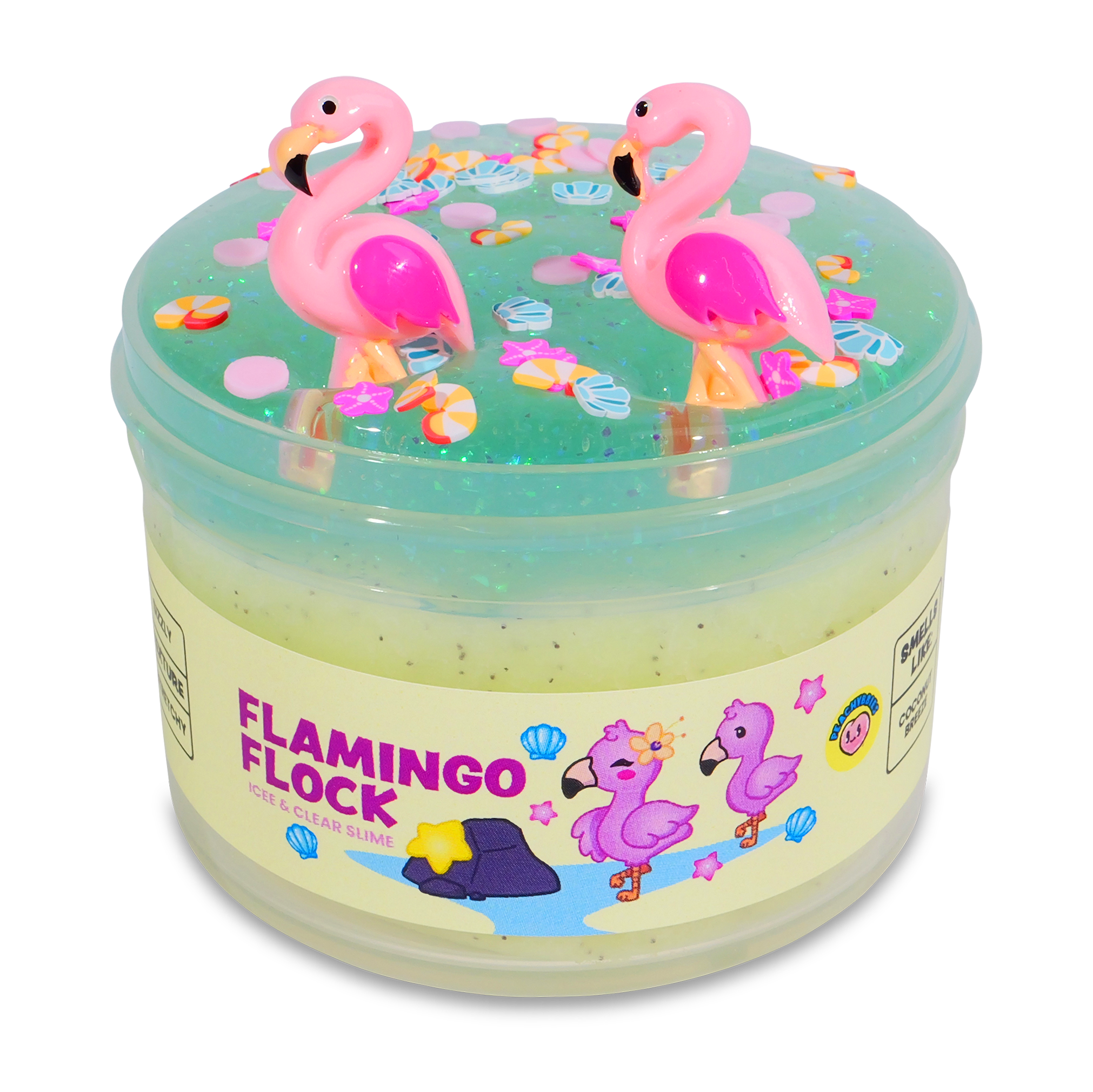 Flamingo Slime with Coconut Scent & Charms - Peachybbies