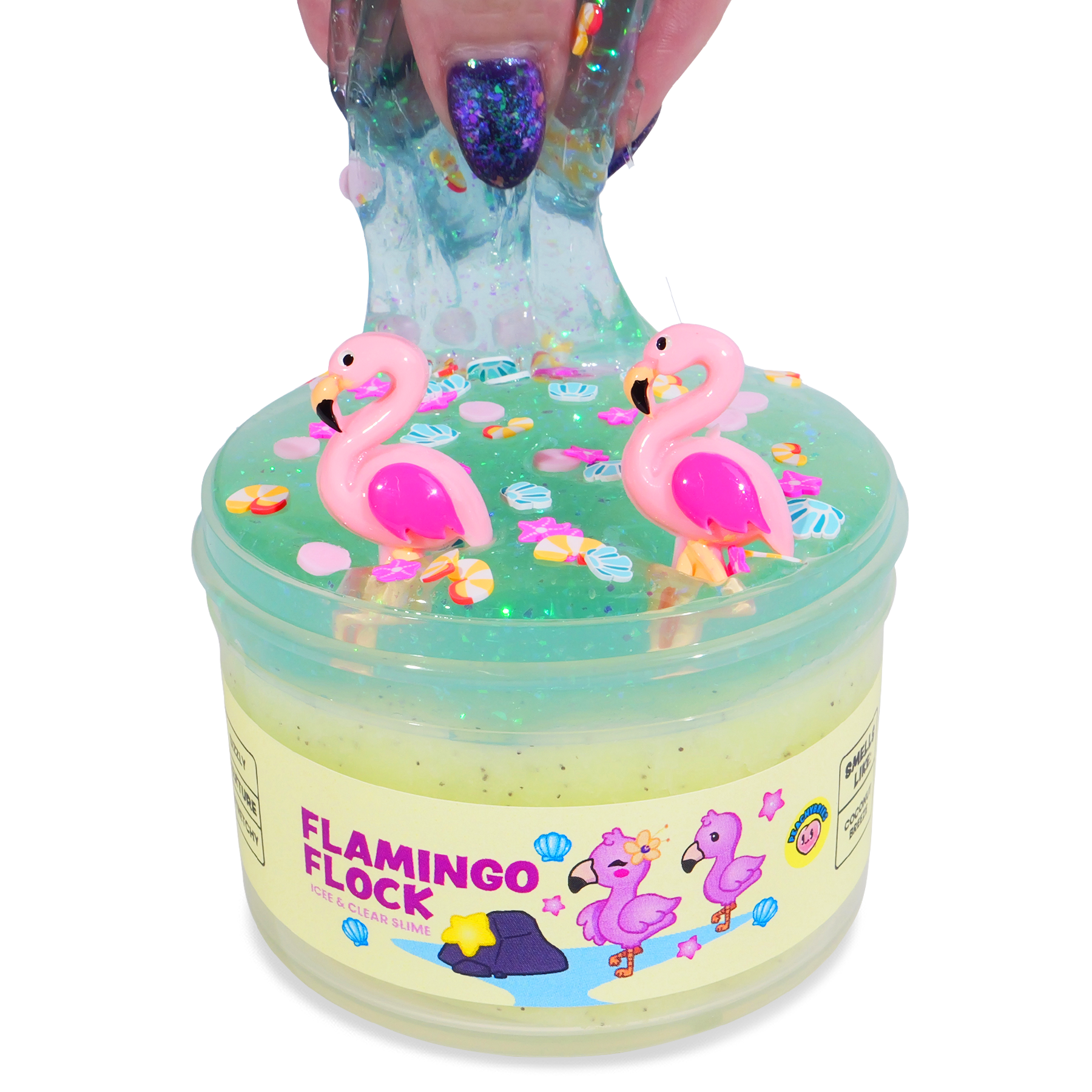 Flamingo Slime with Coconut Scent & Charms - Peachybbies