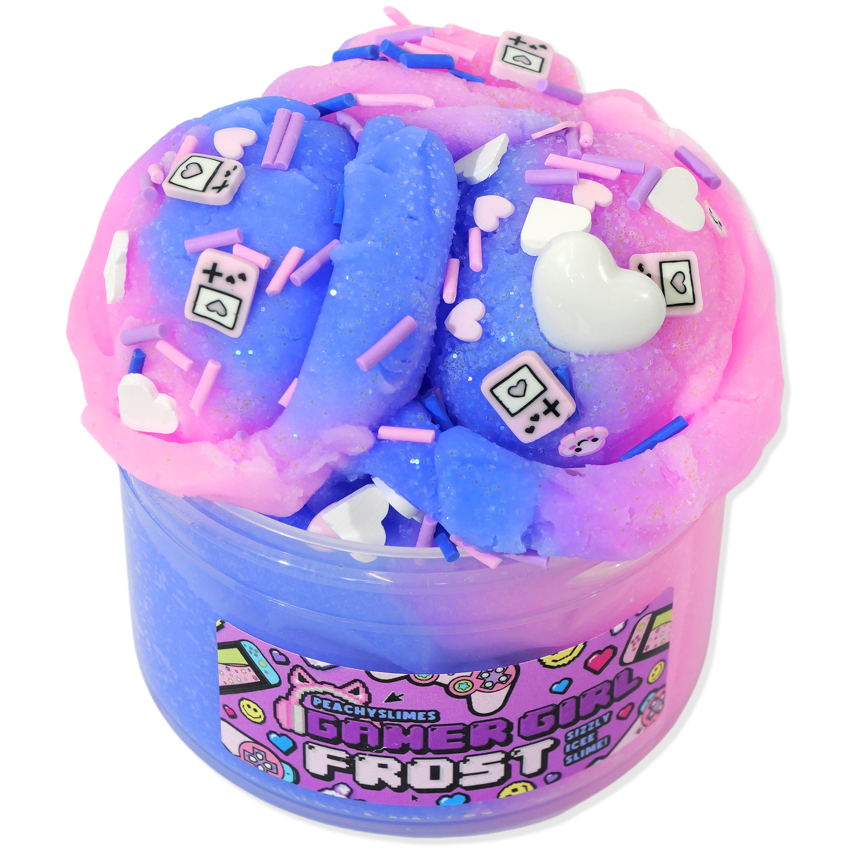 Purple Cotton Candy Scented Slime with Glitter & Charms - Gamer Girl Frost