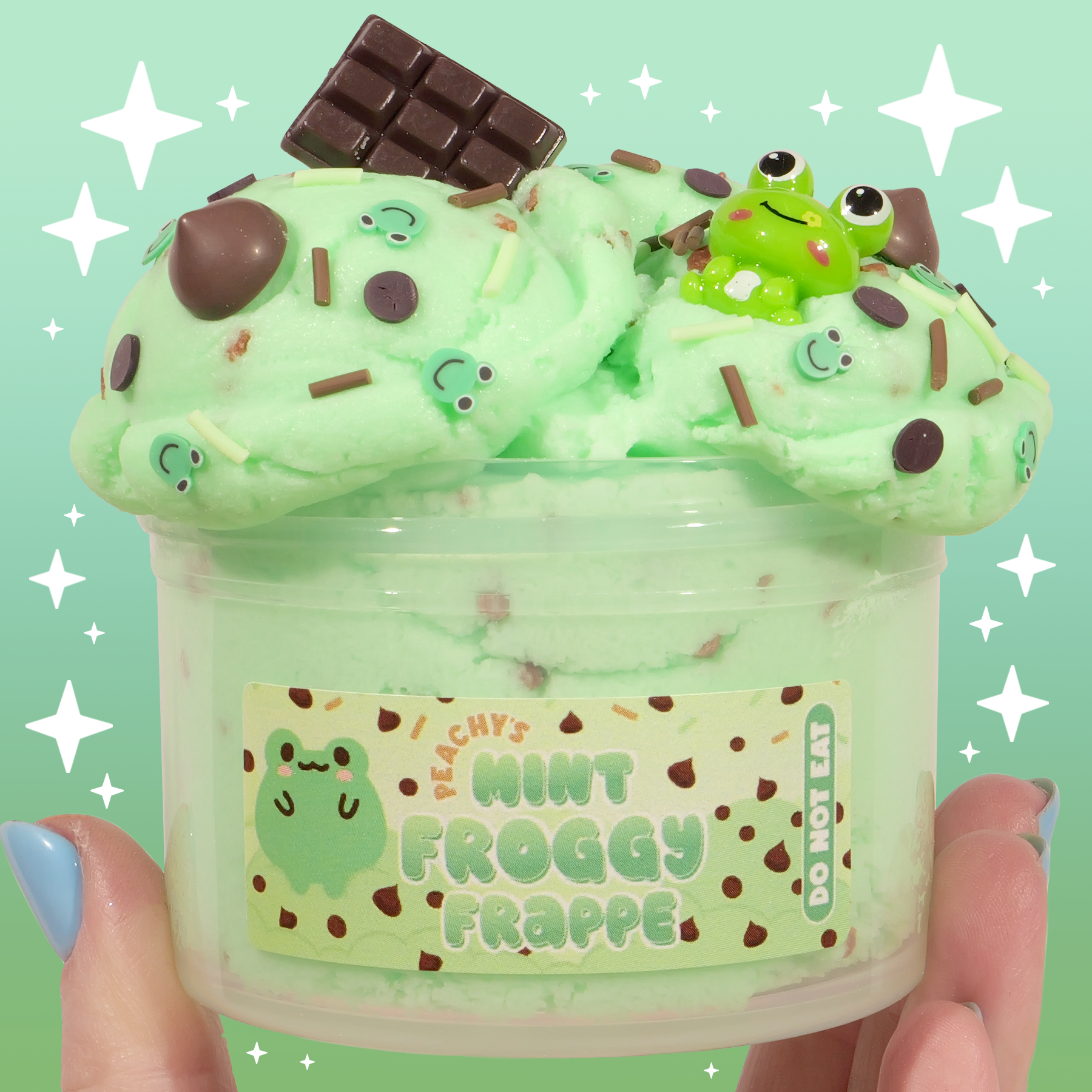 Mint Froggy Frappe Slime with Chocolate Chips & Charms