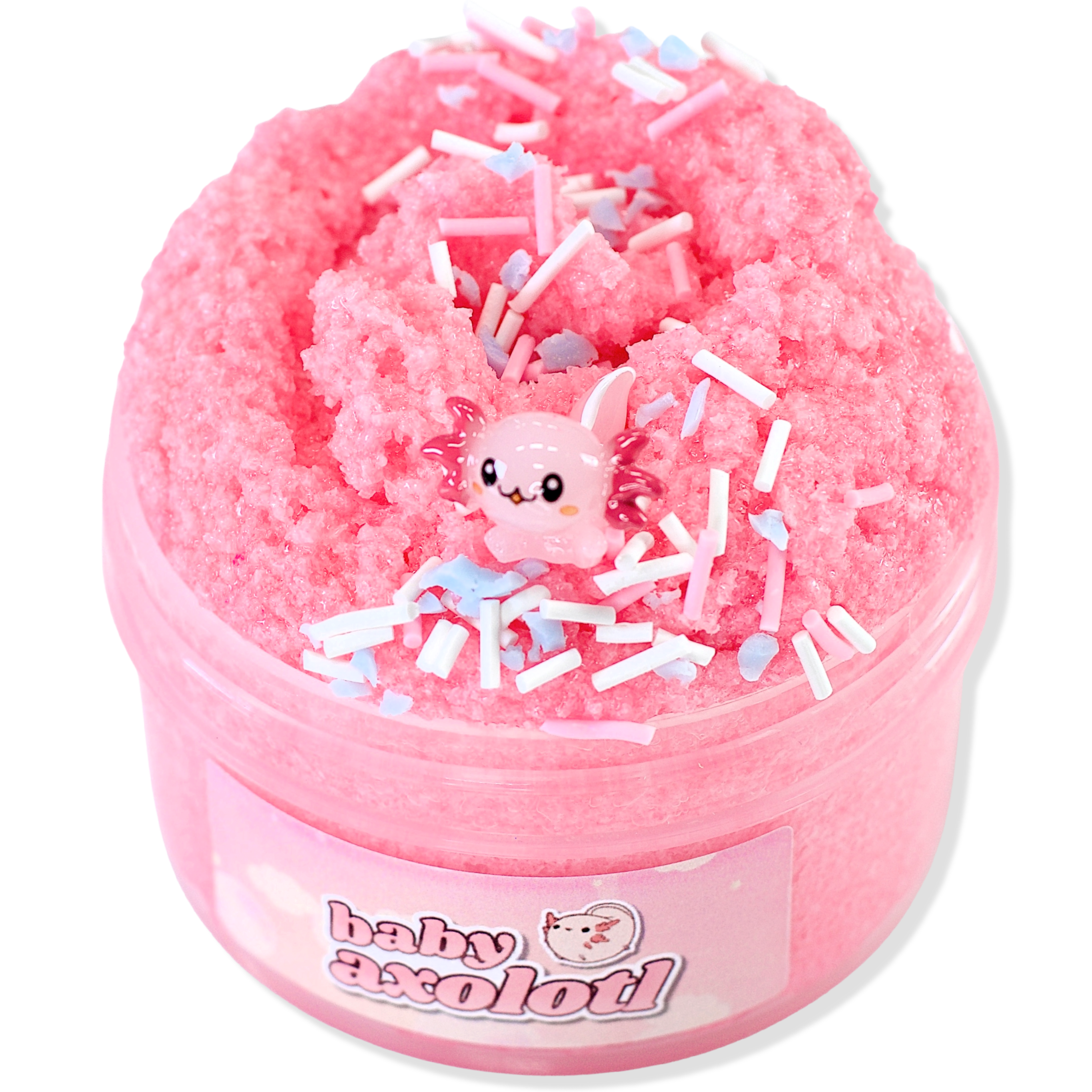 Pink Snow Fizz Slime with Axolotl Charm - Cucumber Melon Scent
