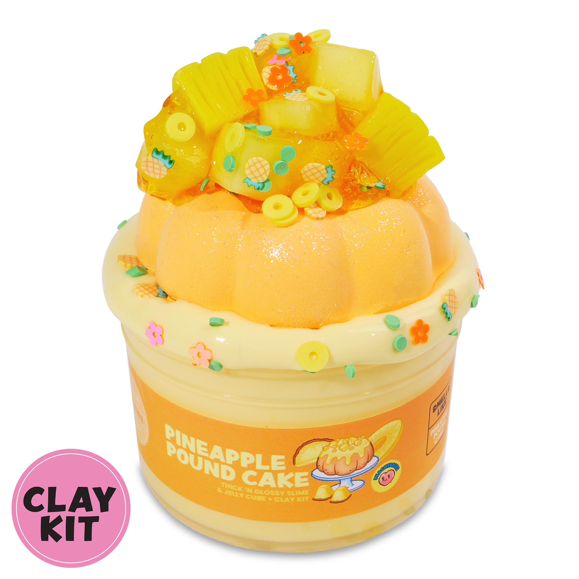 Pineapple Pound Cake Slime Kit with Clay & Jelly Cubes