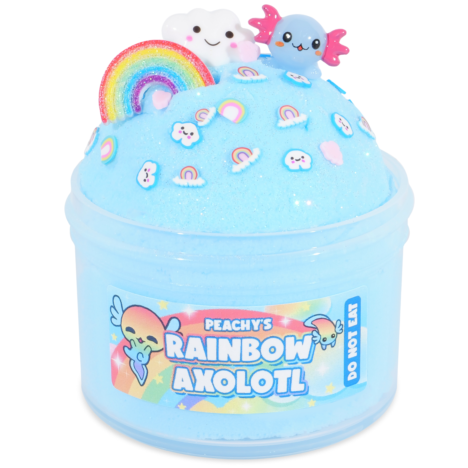 Rainbow Sugar Cookie Cloud Dough Slime with Axolotl Charm