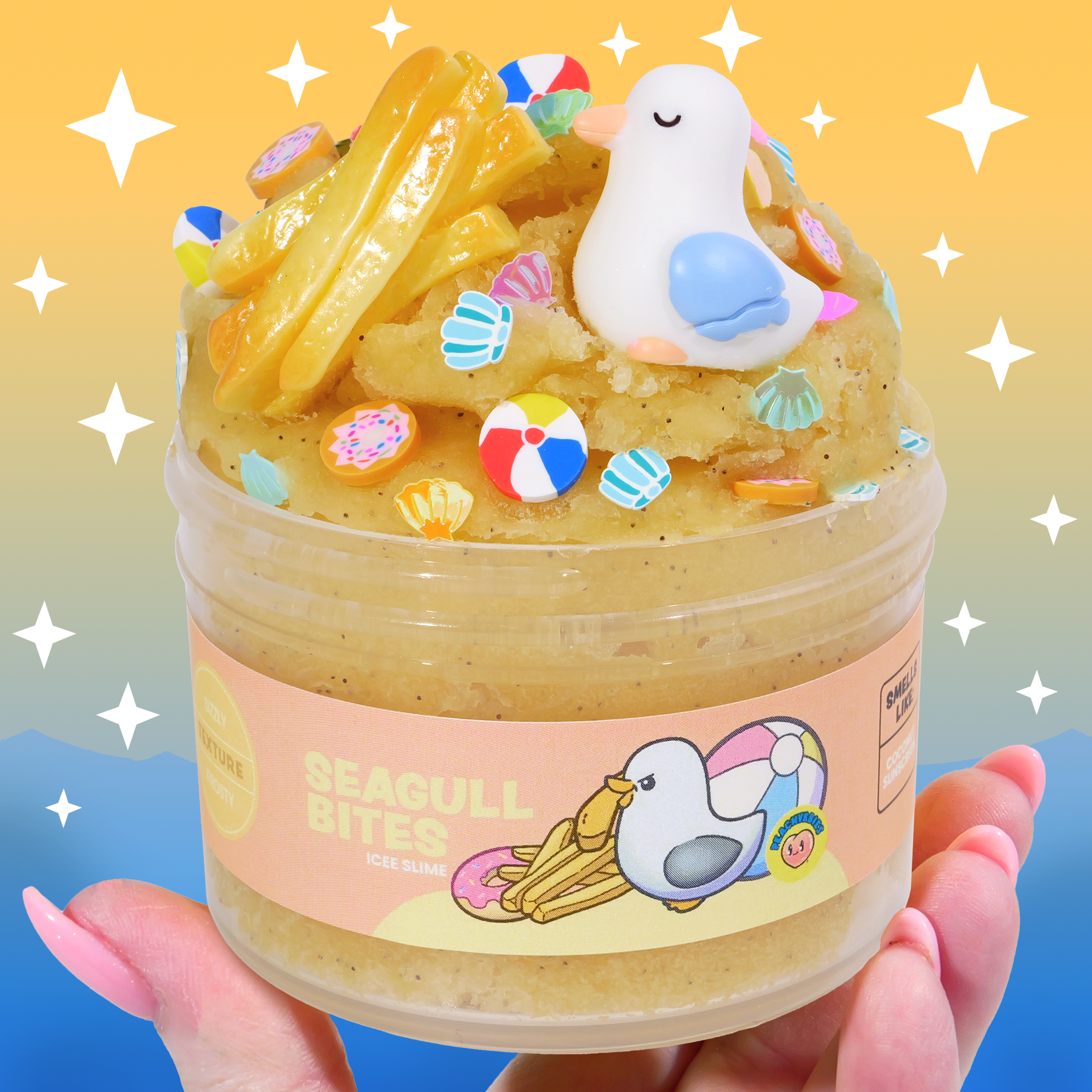 Seagull Bites Coconut Sunscreen Scented Icee Slime with Charms