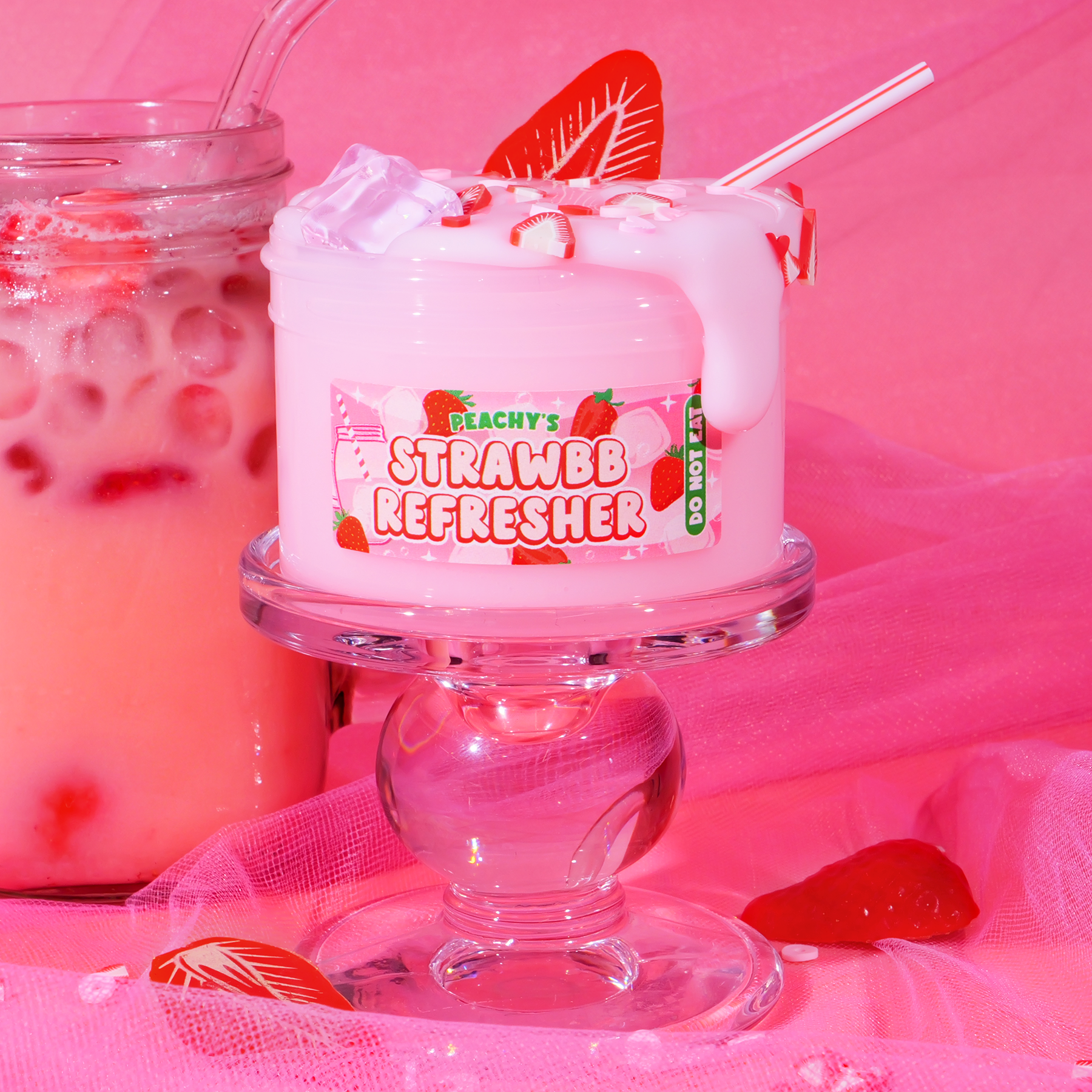 Strawberry Scented Clear Slime with Charms - Strawbb Refresher