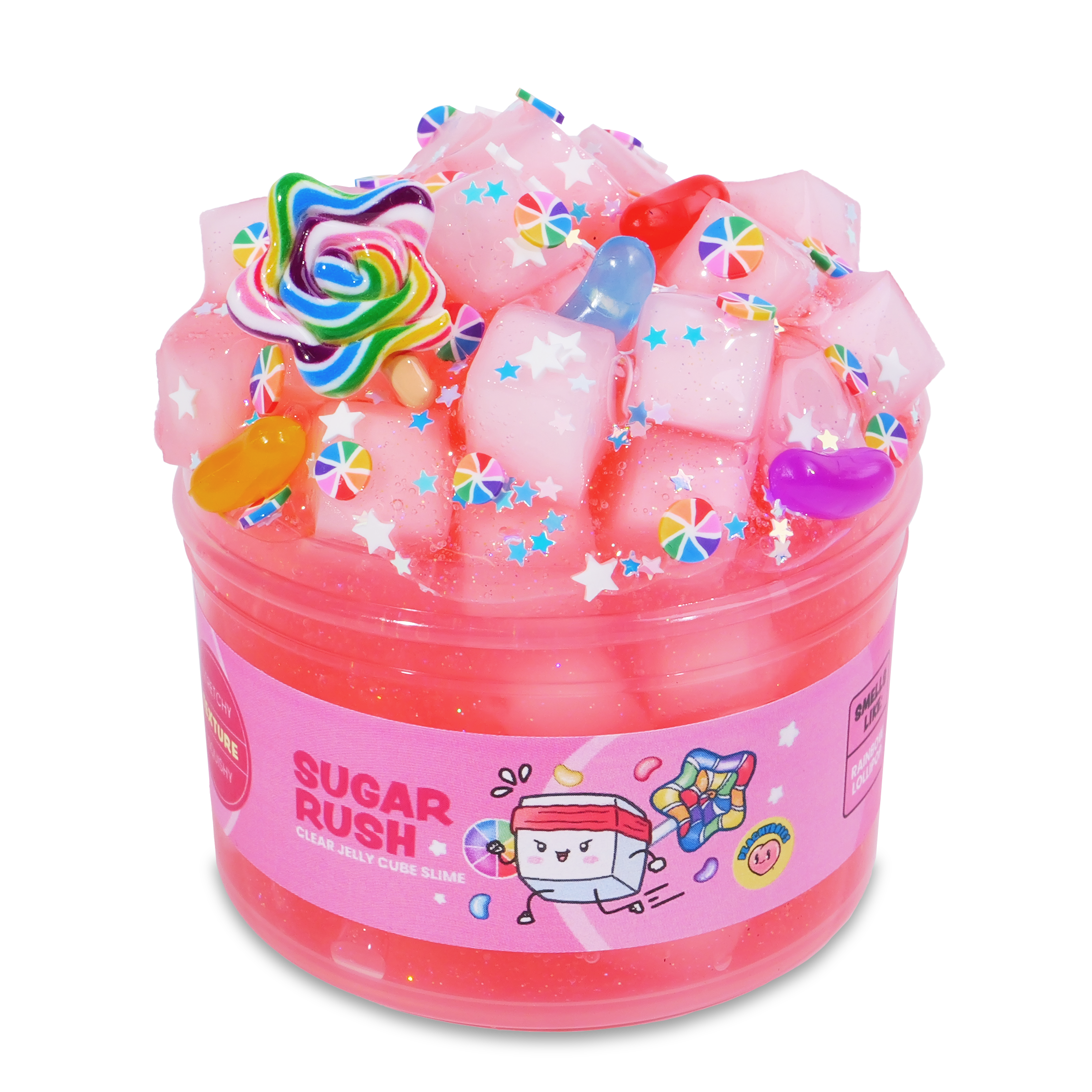 Rainbow Lollipop Scented Slime with Jelly Cubes & Charms