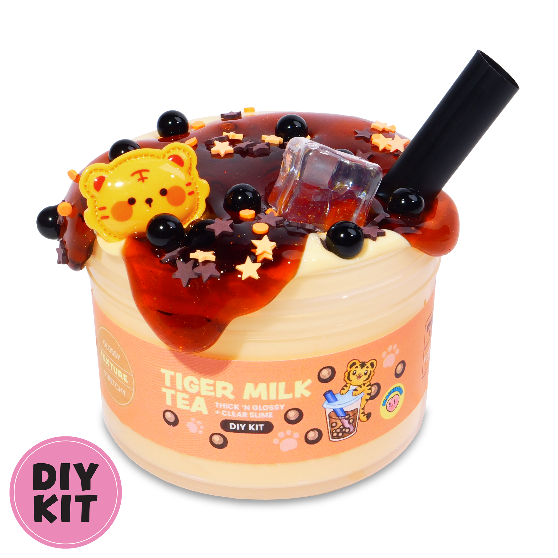 Tiger Milk Tea Slime Kit with Boba Charms & DIY Extras